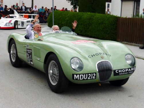Stirling Moss und Norman Dewis auf Jaguar C-Type