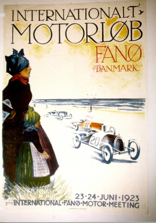 Werbeplakat für das Strandrennen 1923 auf der dänischen Insel Fanö.  Foto: Auto-Medienportal.Net/Opel