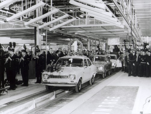 Produktion des Ford Escort im Werk Saarlouis (1970).  Foto: Auto-Medienportal.Net/Ford