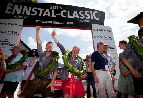 Friedrich Radinger und Thomas Wagner (Mini 1275 GT, 1971) als Gewinner der Ennstal-Classic 2015
