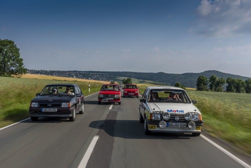 ADAC-Oldtimerfahrt Hessen-Thüringen 2019: Der Corsa-Tross von Opel.  Foto: Auto-Medienportal.Net/Opel
